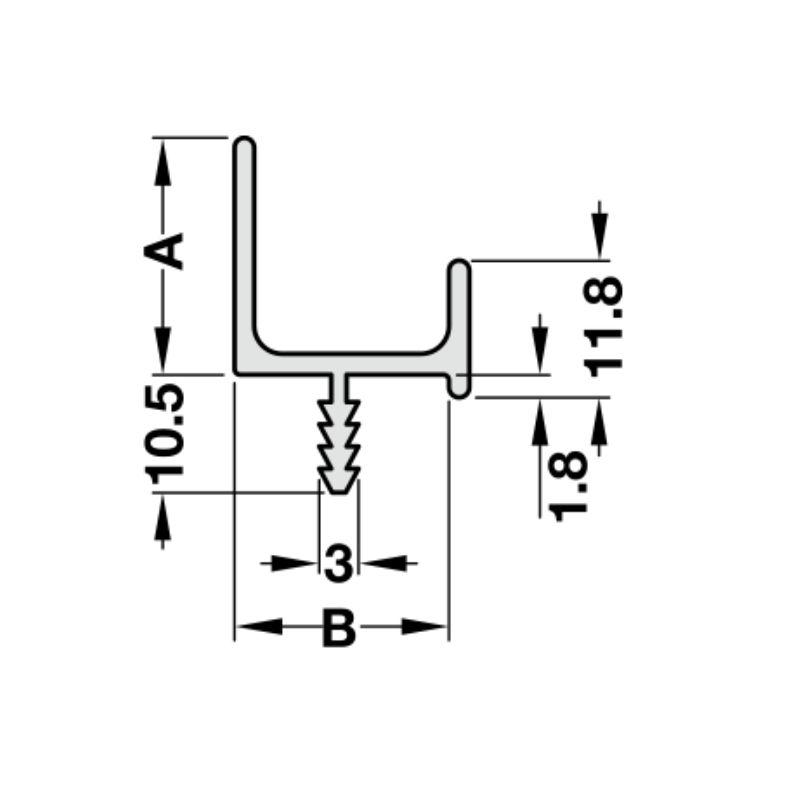 Kích thước tay nắm tủ dạng thanh nhôm Hafele 126.27.909 Kích thước tay nắm tủ dạng thanh nhôm Hafele 126.27.909