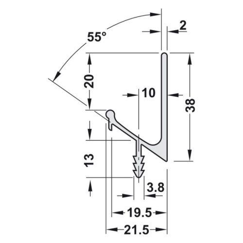 Kích thước tay nắm tủ dạng thanh nhôm Hafele 126.35.925