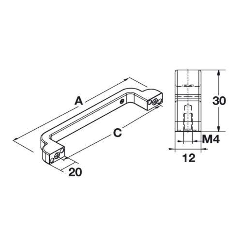 Tay nắm tủ H1530 180mm Hafele 106.61.944 4 Kích thước tay nắm tủ Hafele 106.61.944