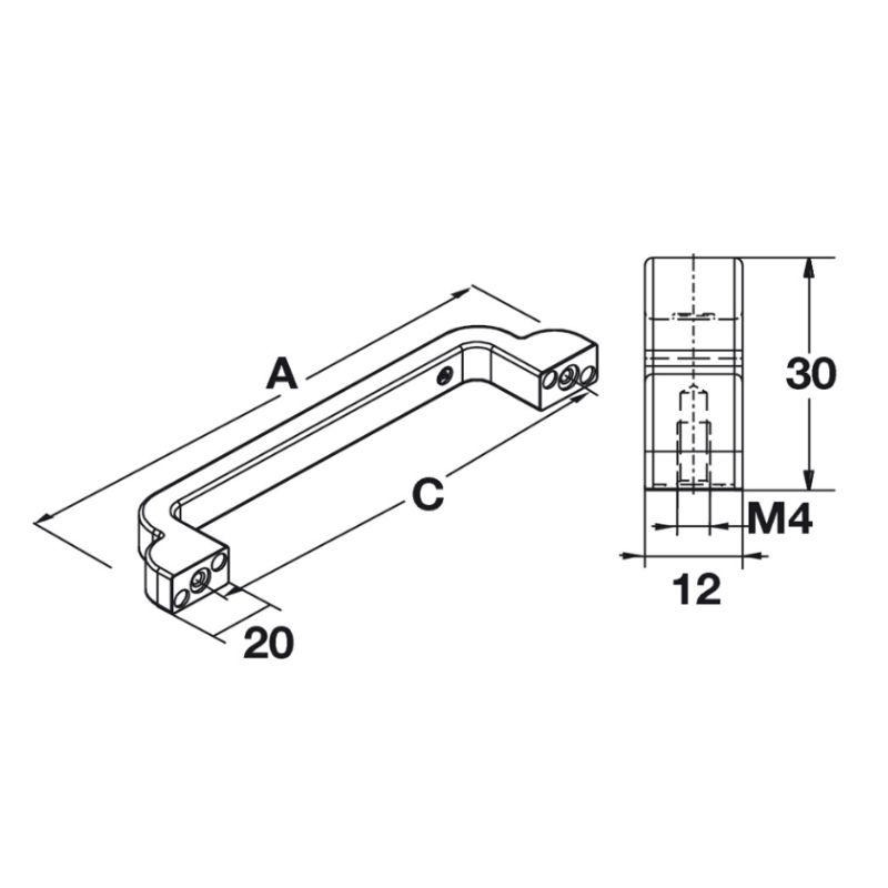 Kích thước tay nắm tủ H1530 dài 148mm Hafele 106.61.143 Kích thước tay nắm tủ H1530 dài 148mm Hafele 106.61.143