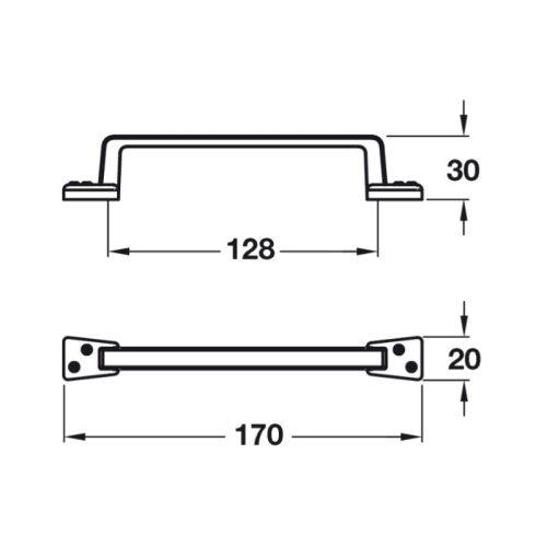 Kích thước tay nắm tủ Hafele 107.03.915