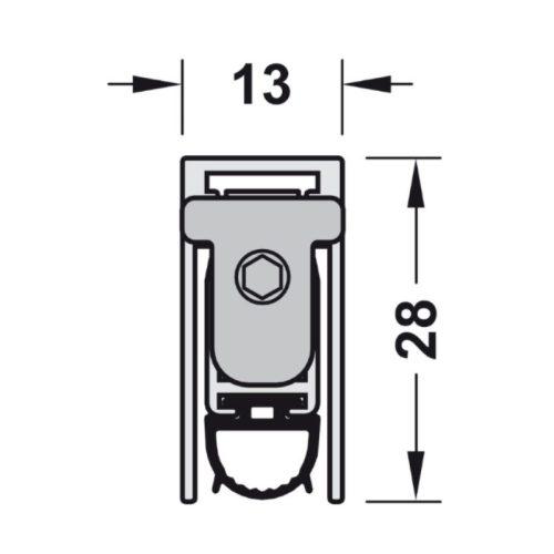 Kích thước thanh chắn bụi tự động 333 mm Hafele 950.45.011