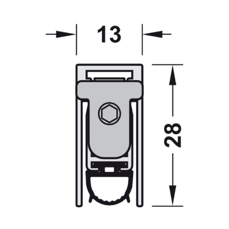 Kích thước thanh chắn bụi tự động 708 mm Hafele 950.45.014 Kích thước thanh chắn bụi tự động 708 mm Hafele 950.45.014