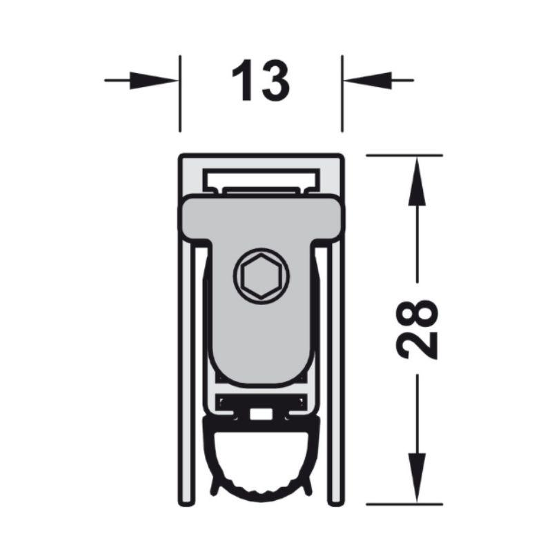 Kích thước thanh chắn bụi tự động 833 mm Hafele 950.45.015 Kích thước thanh chắn bụi tự động 833 mm Hafele 950.45.015