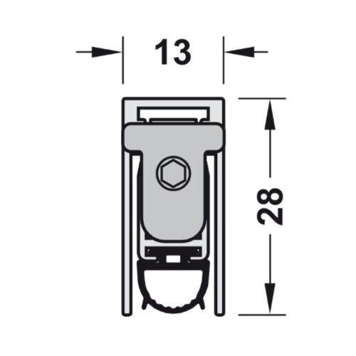 Kích thước thanh chắn bụi tự động 958 mm Hafele 950.45.016