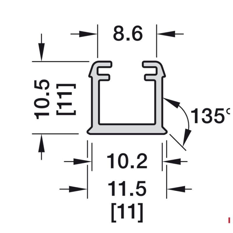 Kích thước thanh dẫn đèn lắp âm Hafele 833.72.898 Kích thước thanh dẫn đèn lắp âm Hafele 833.72.898