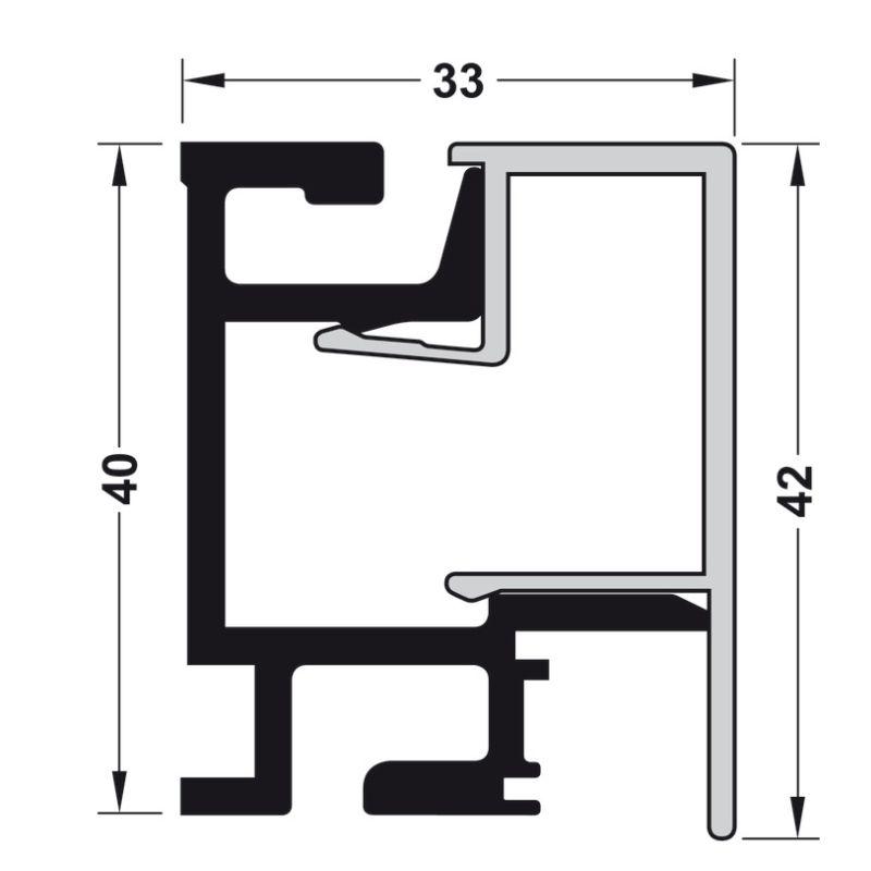Kích thước thanh nhôm gắn tường dài 1200mm Hafele 521.00.012 Kích thước thanh nhôm gắn tường dài 1200mm Hafele 521.00.012