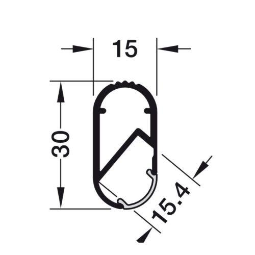Kích thước thanh treo quần áo đầu Oval Hafele 833.72.790