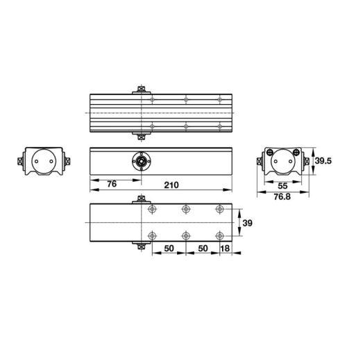 Thiết bị đóng cửa tự động 100Kg EN2-5 Hafele 931.77.149 3 Kích thước thiết bị đóng cửa tự động 100Kg EN2-5 Hafele 931.77.149