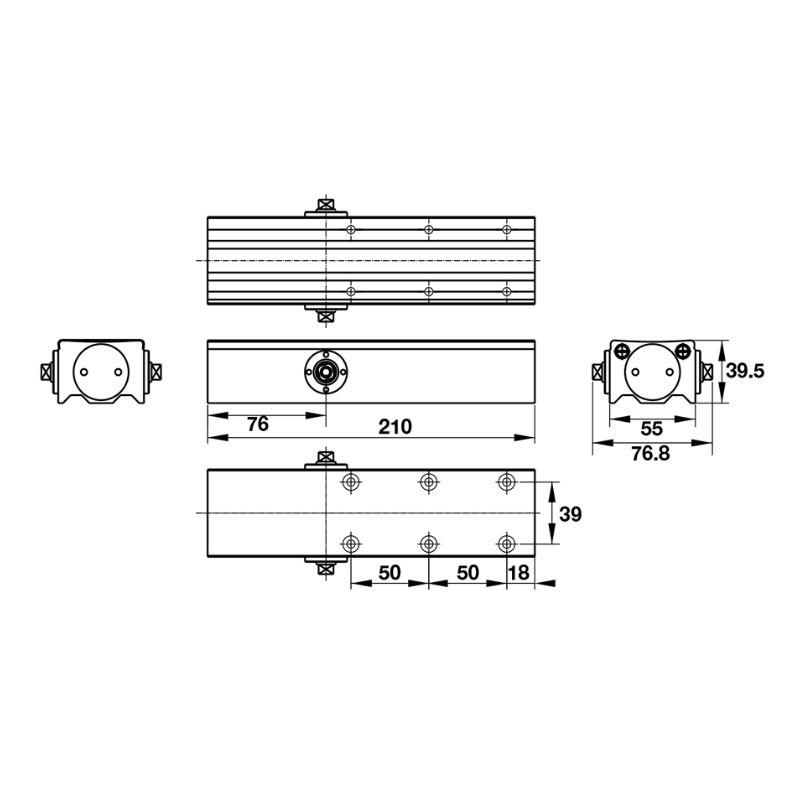 Kích thước thiết bị đóng cửa tự động 100Kg EN2-5 Hafele 931.77.149 Kích thước thiết bị đóng cửa tự động 100Kg EN2-5 Hafele 931.77.149