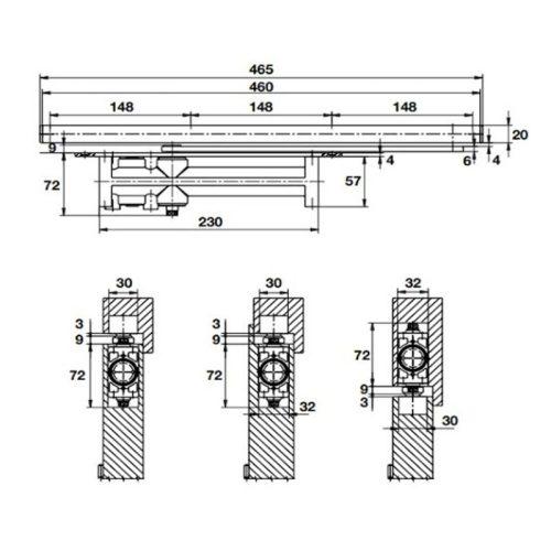 Thiết bị đóng cửa tự động lắp âm 60Kg Hafele 931.47.039 4 Kích thước thiết bị đóng cửa tự động lắp âm 60Kg Hafele 931.47.039