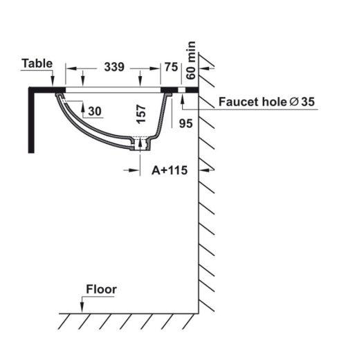 Lắp đặt chậu sứ Lavabo âm bàn Sapporo 570 Hafele 588.79.015