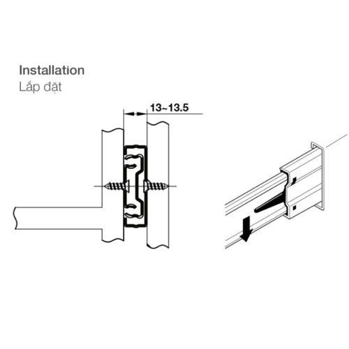 Ray bi không giảm chấn dài 550mm Häfele 494.02.466 2 Lắp Đặt Ray Bi Không Giảm Chấn Dài 550mm Hafele 494.02.466