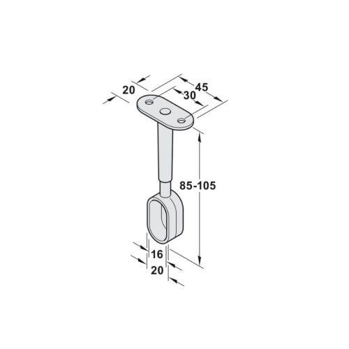 Thiết kế của bas đỡ thanh nhôm móc áo Hafele 802.07.200