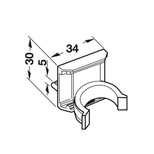 Thiết kế của bas kẹp chân tủ ấn rãnh Hafele 637.45.915