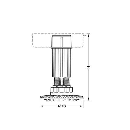 Thiết kế của chân tủ có điều chỉnh chiều cao H180mm Hafele 637.76.356