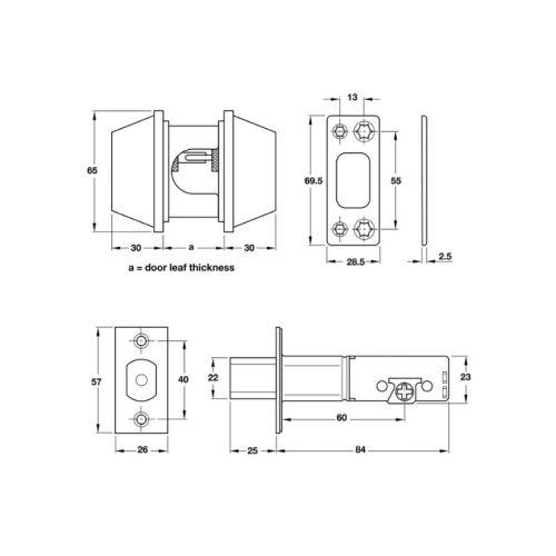 Khóa cóc 2 đầu chìa loại lớn Hafele 911.64.278 6 Thiết kế của khóa cóc 2 đầu chìa loại lớn Hafele 911.64.278