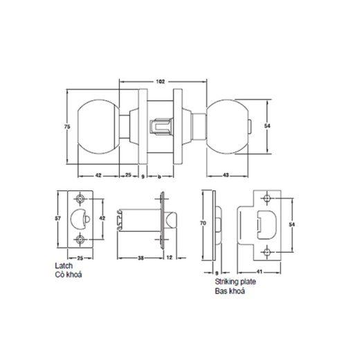 Thiết kế của khóa tay nắm tròn cho nhà vệ sinh Hafele 911.64.684