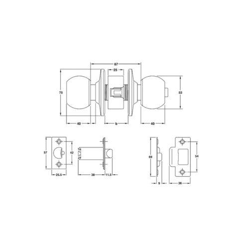 Khóa tay nắm tròn cửa chính Hafele 911.83.563 4 Thiết kế của khóa tay nắm tròn cửa chính Hafele 911.83.563