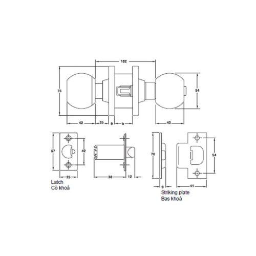 Thiết kế của khóa tay nắm tròn cửa kho loại lớn Hafele 911.64.270