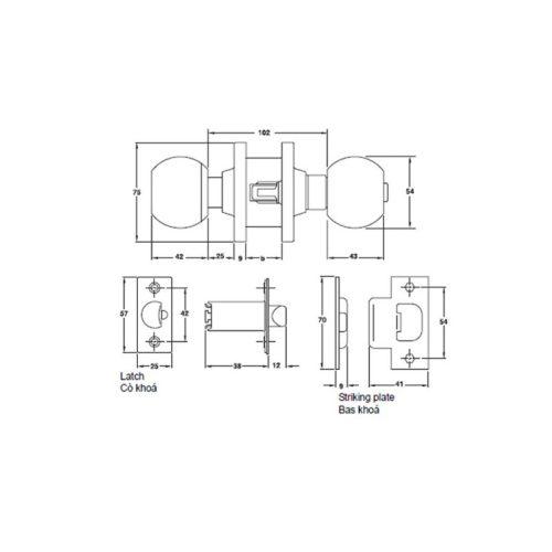 Khóa tay nắm tròn cửa WC loại lớn Hafele 911.64.246 5 Thiết kế của khóa tay nắm tròn cửa WC loại lớn Hafele 911.64.246