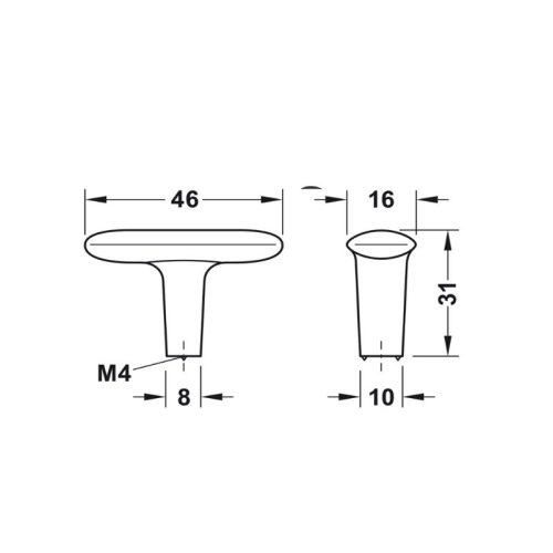 Thiết kế của quả nắm tủ 46mm Hafele H2140 106.70.122