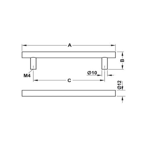 Thiết kế của tay nắm tủ inox 136mm Hafele 155.01.400