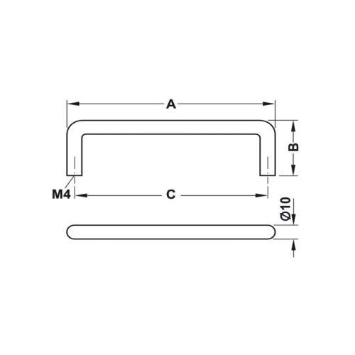 Thiết kế của tay nắm tủ inox 202mm Hafele 155.01.234