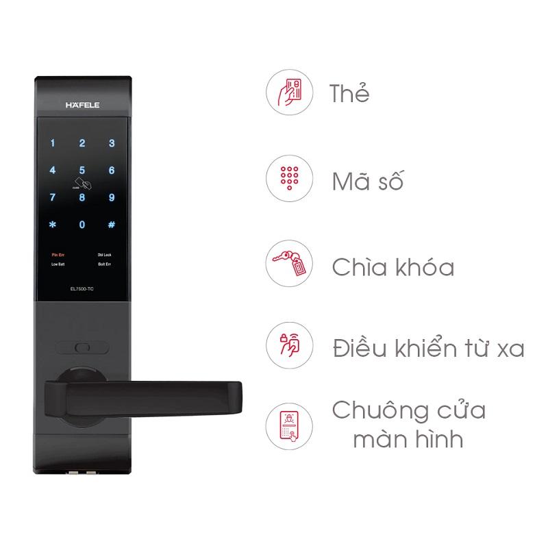 Tính năng Khóa thẻ từ Hafele EL7500-TC 912.20.550 Tính năng Khóa thẻ từ Hafele EL7500-TC 912.20.550