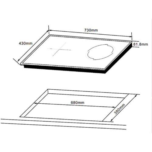 Bếp từ kết hợp hồng ngoại 2 vùng nấu Hafele HC-H7321B 536.61.856 10 Kích thước bếp từ kết hợp hồng ngoại 2 vùng nấu Hafele HC-H7321B 536.61.856
