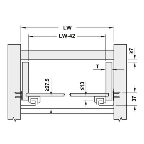 Thông số Ray âm EPC Evo 400mm giảm chấn Hafele 433.32.073