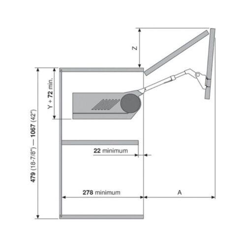 Kích thước Hộp Lực Tay Nâng Blum Aventos HF 28 372.94.035