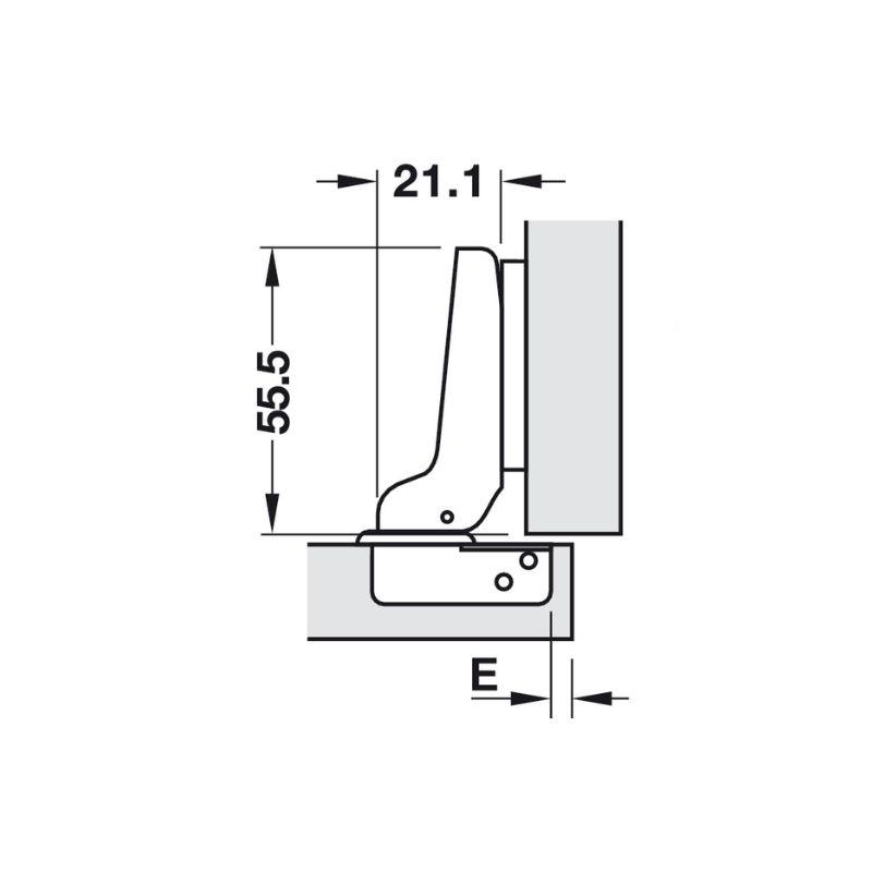 Kích thước bản lề trùm nửa Metalla A 95º Hafele 311.81.502 Kích thước bản lề trùm nửa Metalla A 95º Hafele 311.81.502