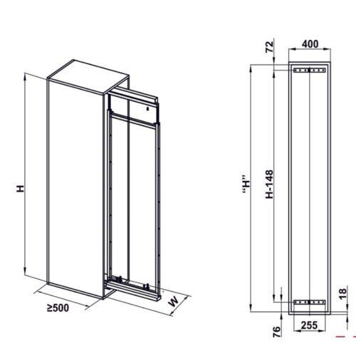 kich thuoc tu do kho canh keo dolce 400mm hafele 548.65.005