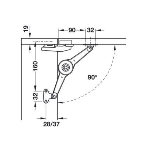 Góc bas cho phụ kiện tay nâng Hafele 373.66.694