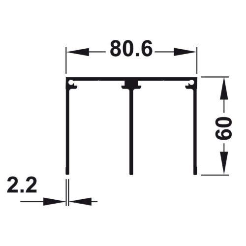 Aluflex 80 ray đôi trên màu bạc 3m Hafele 403.75.385 3 Kích thước Aluflex 80 ray đôi trên màu bạc 3m Hafele 403.75.385