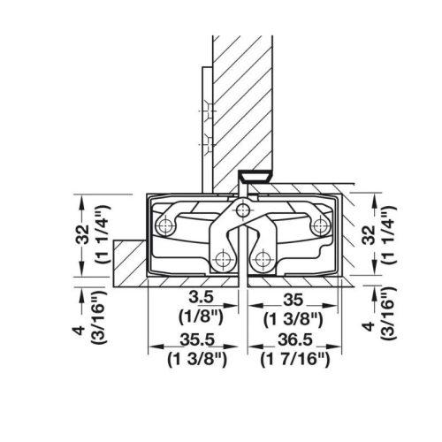 Kích thước Bản lề âm TE 640 3D SSS Hafele 924.17.425