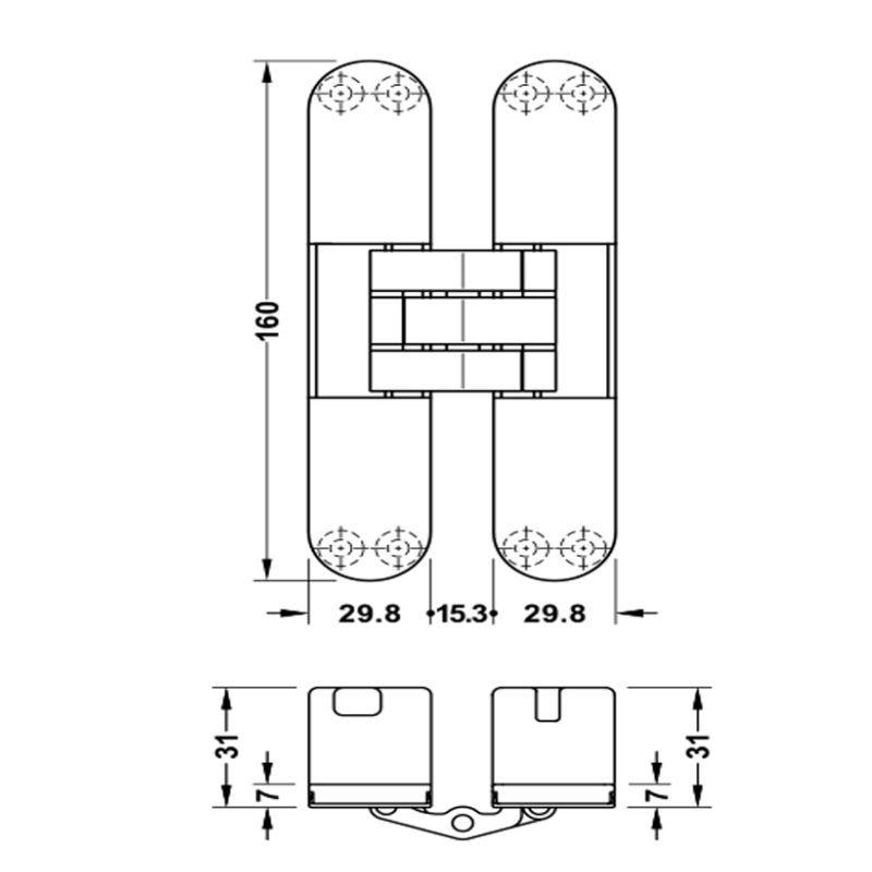 Kích thước Bản lề cửa âm Hafele 927.91.634 Kích thước Bản lề cửa âm Hafele 927.91.634