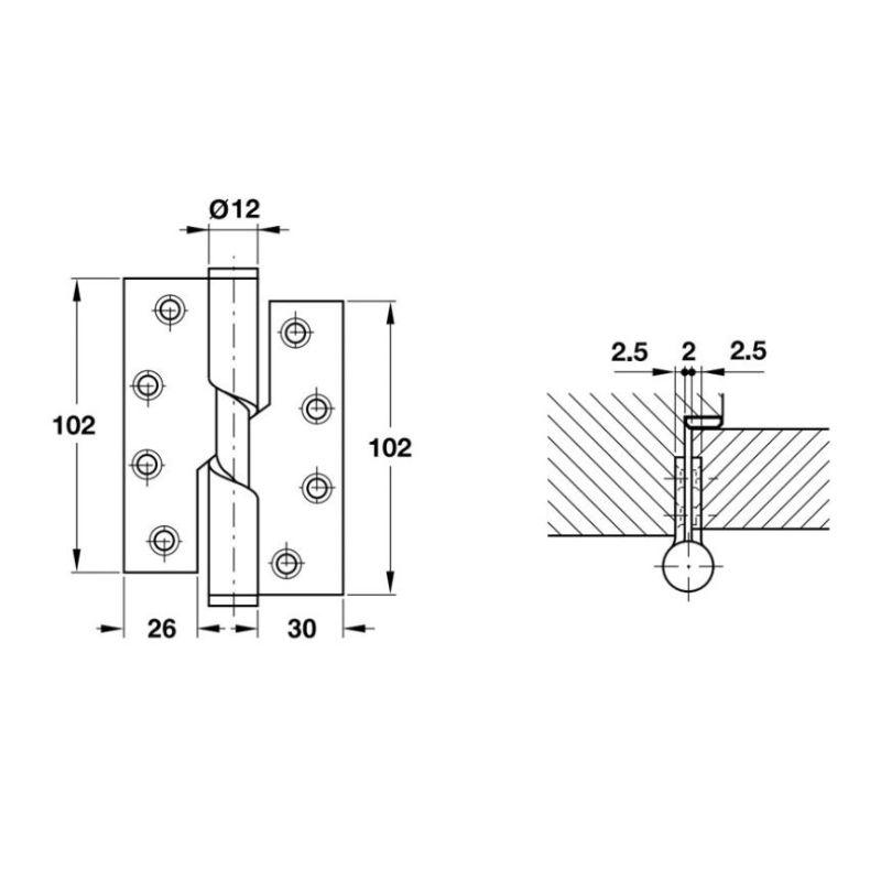 Kích thước Bản lề nâng hạ mở phải Hafele 926.27.603 Kích thước Bản lề nâng hạ mở phải Hafele 926.27.603