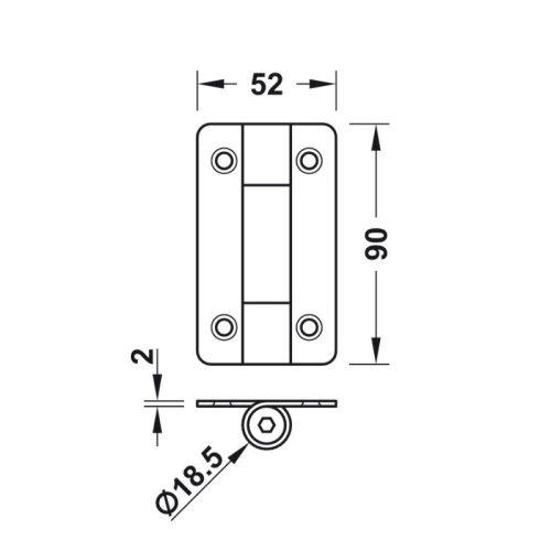 Bản lề nhà vệ sinh công cộng Hafele 988.98.091 4 Kích thước Bản lề nhà vệ sinh công cộng Hafele 988.98.091
