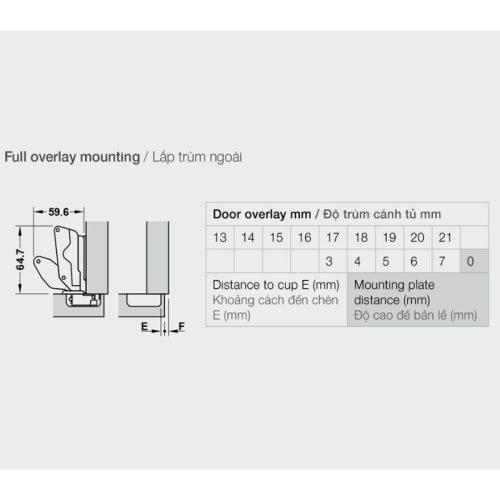 Bản Lề Trùm Ngoài Metalla SM 165º Hafele 315.28.750 5 Kích thước Bản Lề Trùm Ngoài Metalla SM 165º Hafele 315.28.750