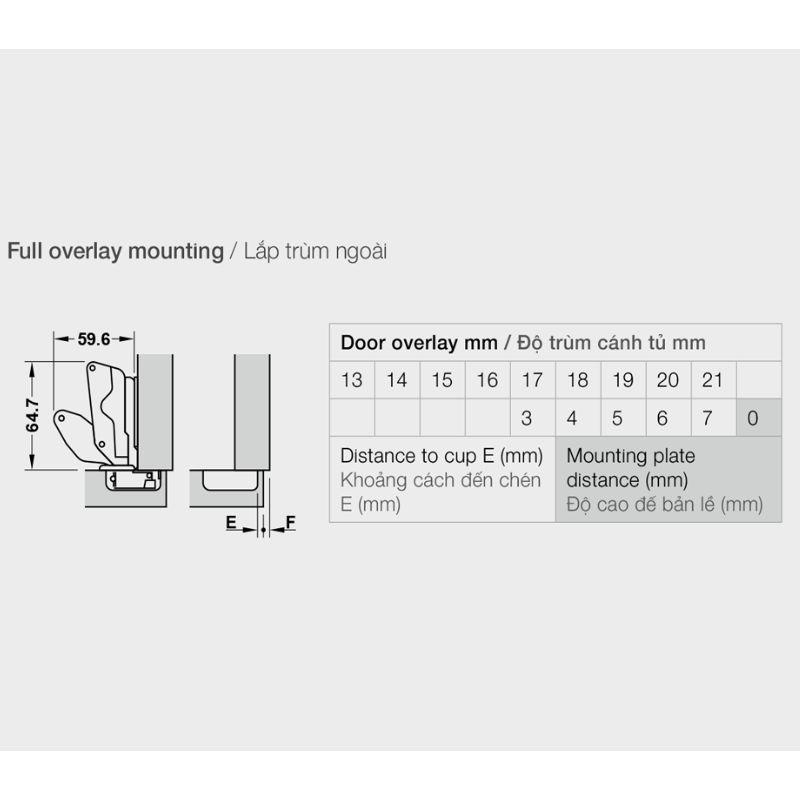 Kích thước Bản Lề Trùm Ngoài Metalla SM 165º Hafele 315.28.750 Kích thước Bản Lề Trùm Ngoài Metalla SM 165º Hafele 315.28.750