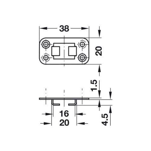 Kích thước bas dẫn hướng Hafele 237.23.006