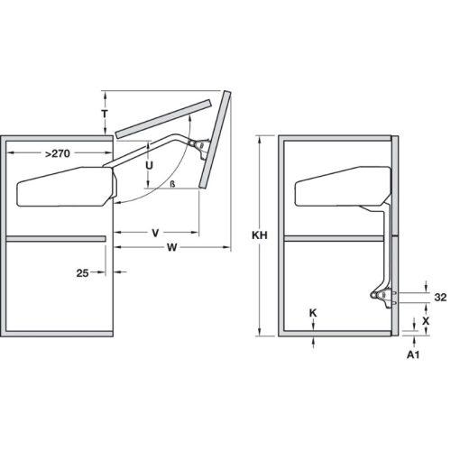 Bộ hộp lực Hafele 372.38.675 4 Kích thước bộ hộp lực Hafele 372.38.675