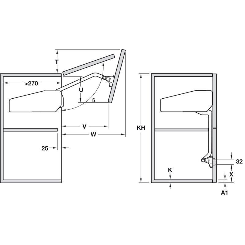 Kích thước bộ hộp lực Hafele 372.38.675 Kích thước bộ hộp lực Hafele 372.38.675