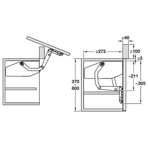 Phụ kiện tay nâng Hafele 372.34.620 4 Kích thước phụ kiện tay nâng Hafele 372.34.620