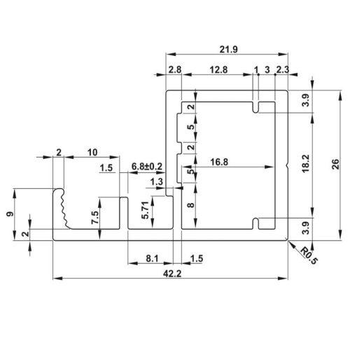 Khung nhôm alusion H02 Hafele 563.58.343 3 Kích thước Khung nhôm alusion H02 Hafele 563.58.343