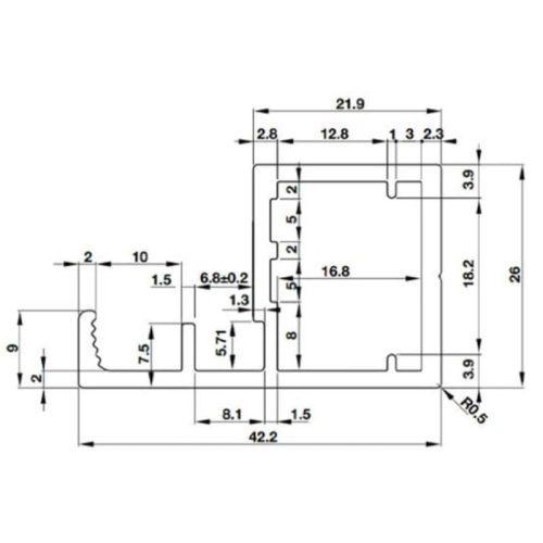 Khung nhôm Alusion H02 Hafele 563.58.943 3 Kích thước Khung nhôm Alusion H02 Hafele 563.58.943