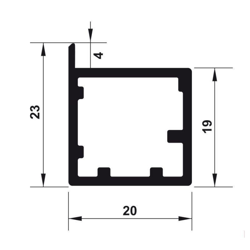 Kích thước Khung nhôm alusion S01 Hafele 563.58.323 Kích thước Khung nhôm alusion S01 Hafele 563.58.323