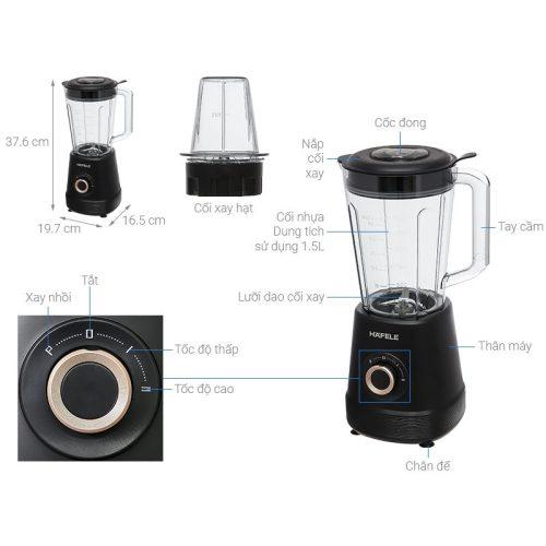 Kích thước máy xay sinh tố Hafele 535.44.163